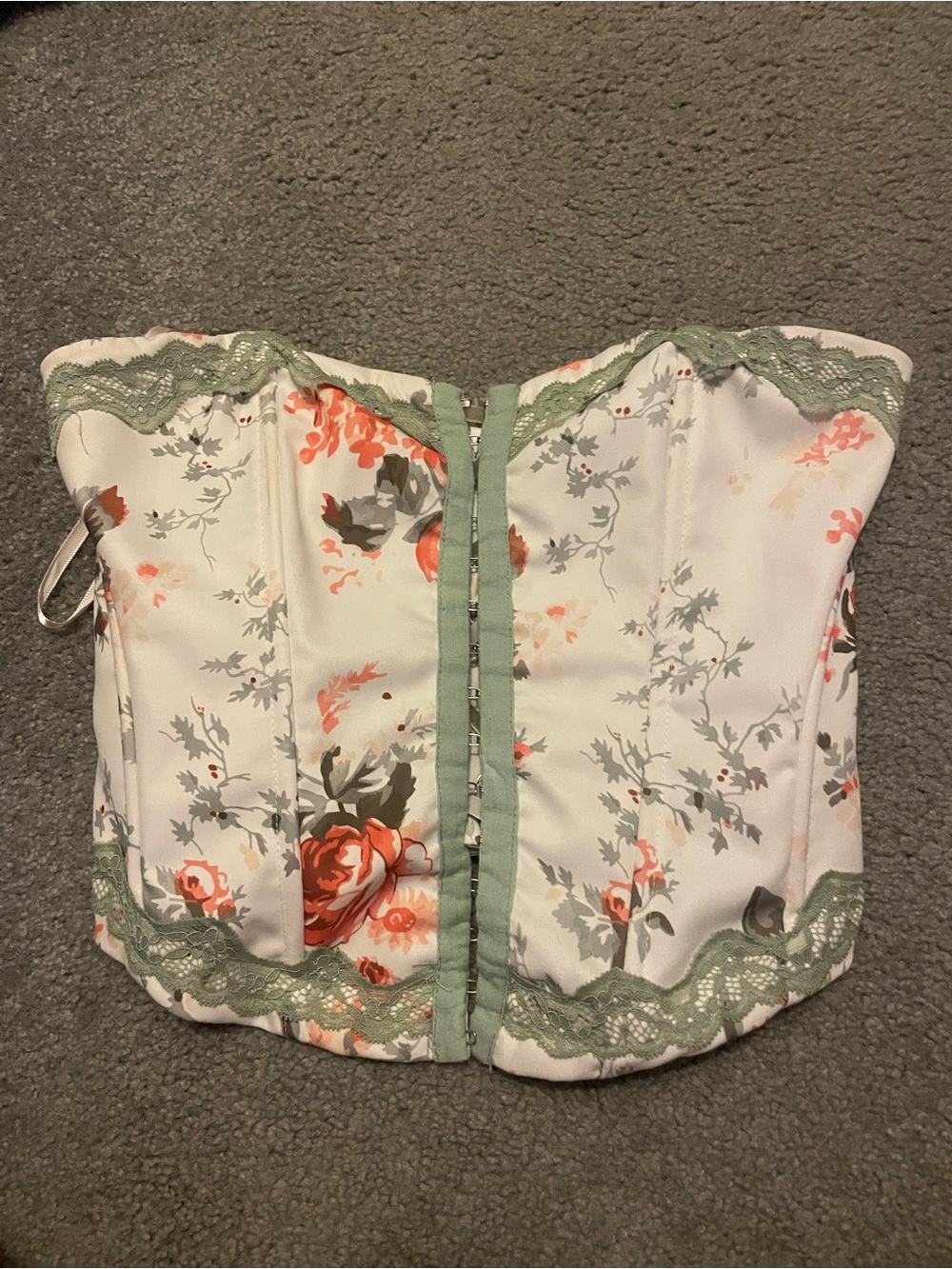 Princess Polly White Floral Lace-Trim Strapless Corset Top